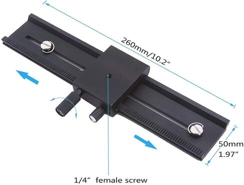 EXMAX 26cm/10.2in 2 Way Macro Shot Focusing Focus Rail Slider 1/4" Quick Screw Release Mount Camera Flash Support Plate with Standard 1/4" Screw in Saudi Arabia