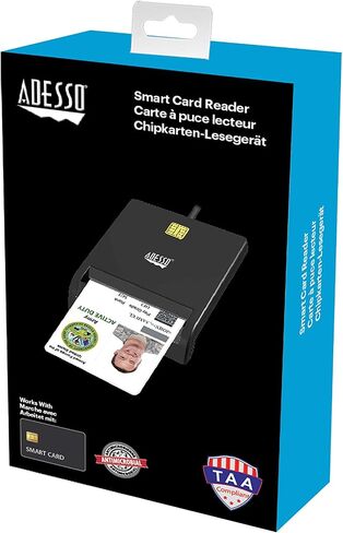 قارئ بطاقات الائتمان الذكية من Adesso SCR-100، أسود in Kuwait