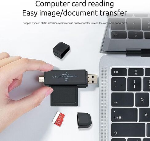 2 حزمة قارئ بطاقة SD، محول USB-C OTG وقارئ بطاقة الذاكرة المحمولة USB 2.0 لبطاقة SD TF SDXC SDHC MMC RS-MMC Micro SD Micro SDXC Micro SDHC وبطاقات UHS-I (أبيض) in Saudi Arabia