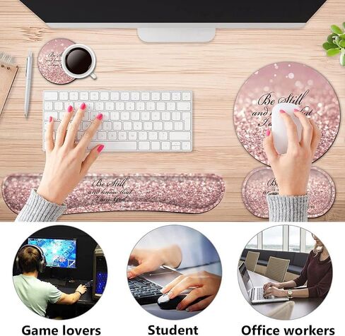 Keyboard Wrist Rest +White Mouse Pad + Mouse Wrist Rest Support Set+ Coaster, Ergonomic Memory Foam,4Pcs Keyboard Mouse Pad Set for Computer, Home & Office, African Woman Graffiti Girls in Kuwait