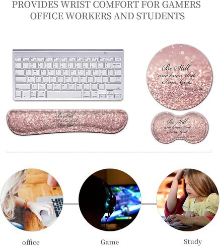 Keyboard Wrist Rest +White Mouse Pad + Mouse Wrist Rest Support Set+ Coaster, Ergonomic Memory Foam,4Pcs Keyboard Mouse Pad Set for Computer, Home & Office, African Woman Graffiti Girls in Kuwait