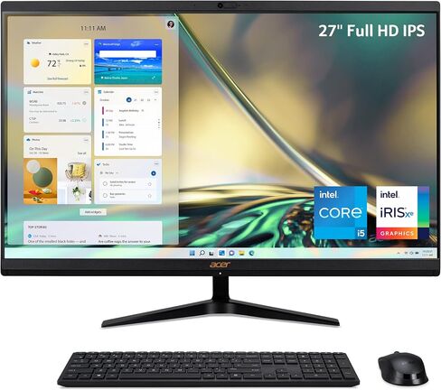 جهاز كمبيوتر آيسر أسباير C27-1700-UA91 AIO | شاشة IPS عالية الدقة مقاس 27 بوصة | الجيل الثاني عشر من Intel Core i5-1235U | رسومات Intel Iris Xe | ذاكرة DDR4 سعة 16 جيجابايت | محرك أقراص NVMe M.2 SSD بسعة 512 جيجابايت | Intel Wireless Wi-Fi 6 | Windows 11  in Saudi Arabia