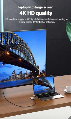 محول USB C الى HDMI متعدد المنافذ، موزع USB C 3 في 1 مع مخرج HDMI 4K ومنفذ USB 3.0 ومنفذ شحن USB-C، محول رقمي ايه في متعدد المنافذ متوافق مع ماك بوك وايباد برو/اير واجهزة USB-C الاخرى in Kuwait