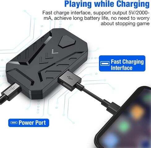 محول ماوس لوحة مفاتيح الألعاب Heayzoki، USB 2.0 محول محول ماوس لوحة مفاتيح الألعاب المحمولة، بلوتوث 4.0، مع حامل قابل للتعديل، لنظام Android/iOS (أسود) in Kuwait