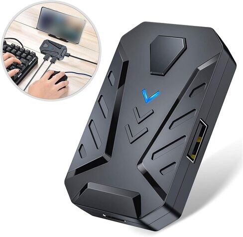 محول ماوس لوحة مفاتيح الألعاب Heayzoki، USB 2.0 محول محول ماوس لوحة مفاتيح الألعاب المحمولة، بلوتوث 4.0، مع حامل قابل للتعديل، لنظام Android/iOS (أسود) in Kuwait