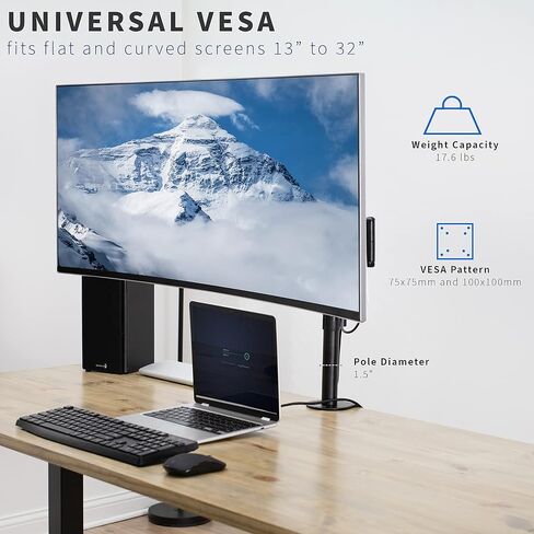 حامل مكتبي لشاشة الكمبيوتر مقاس 13 إلى 32 بوصة من VIVO، ذراع طويل جدًا قابل للتعديل، حامل VESA لشاشة واحدة، الحد الأقصى VESA 100x100، أسود، STAND-V101N in Saudi Arabia