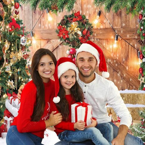 CHAIYA 7x5ft Christmas Backdrop Christmas Barn Wood Door Photography Backdrop Xmas Tree Snow Background Winter Xmas Party Supplies Christmas Family Kids Party Banner in Saudi Arabia