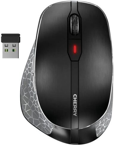 ماوس Cherry MW 8C Ergo اللاسلكي والقابل لإعادة الشحن، اتصال مريح بالبلوتوث أو اتصال لاسلكي باستخدام اليد اليمنى AES-128، مستشعر مشفر عالي الدقة باللون الأسود in Kuwait