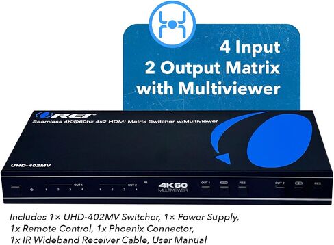 OREI 4x1 Out Quad Screen Multiviewer 1080p 3.5mm/Analog IR Remote HDMI 1.4 | HDMI Multiviewer, HDMI Switcher 4 in 1 Out – 5 Display Modes, VGA Output, LPCM 2.0 Audio, 4.95Gbps Bandwidth in Saudi Arabia