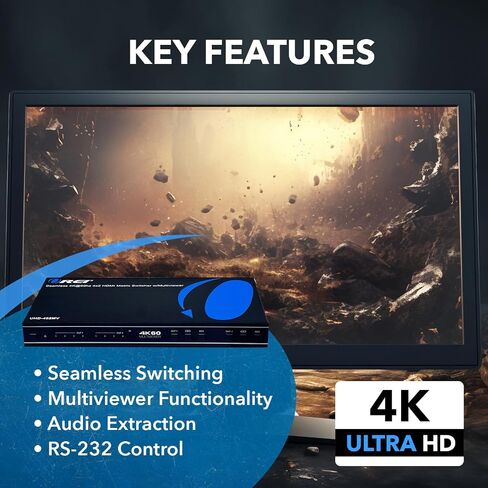 OREI 4x1 Out Quad Screen Multiviewer 1080p 3.5mm/Analog IR Remote HDMI 1.4 | HDMI Multiviewer, HDMI Switcher 4 in 1 Out – 5 Display Modes, VGA Output, LPCM 2.0 Audio, 4.95Gbps Bandwidth in Saudi Arabia