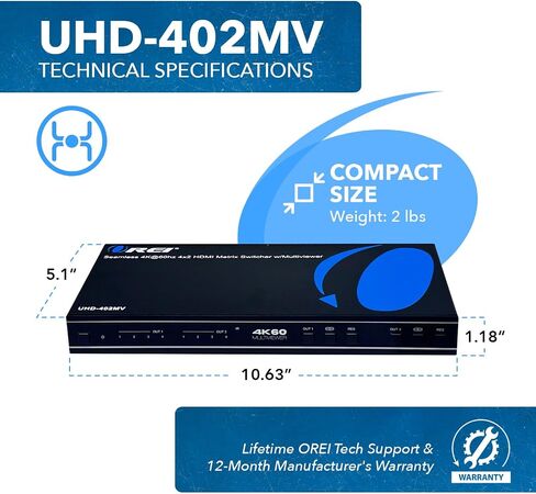 OREI 4x1 Out Quad Screen Multiviewer 1080p 3.5mm/Analog IR Remote HDMI 1.4 | HDMI Multiviewer, HDMI Switcher 4 in 1 Out – 5 Display Modes, VGA Output, LPCM 2.0 Audio, 4.95Gbps Bandwidth in Saudi Arabia