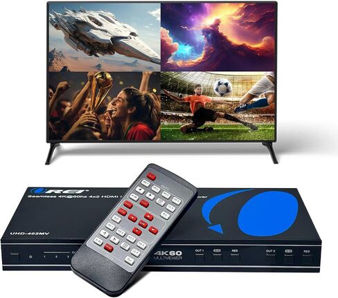 OREI 4x1 Out Quad Screen Multiviewer 1080p 3.5mm/Analog IR Remote HDMI 1.4 | HDMI Multiviewer, HDMI Switcher 4 in 1 Out – 5 Display Modes, VGA Output, LPCM 2.0 Audio, 4.95Gbps Bandwidth in Saudi Arabia