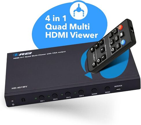OREI 4K HDMI Multi Viewer 2 in 1 Out Switcher 2 Ports Seamless IR Remote Support 4K @ 60 هرتز 1080P لـ PS4/PC/DVD/كاميرا الأمان HDMI Switch مخرج الصوت البصري L/R - (UHD-201MV) in Saudi Arabia