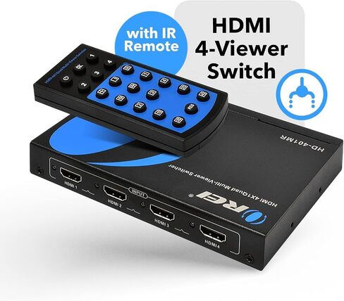 OREI 4K HDMI Multi Viewer 2 in 1 Out Switcher 2 Ports Seamless IR Remote Support 4K @ 60 هرتز 1080P لـ PS4/PC/DVD/كاميرا الأمان HDMI Switch مخرج الصوت البصري L/R - (UHD-201MV) in Saudi Arabia