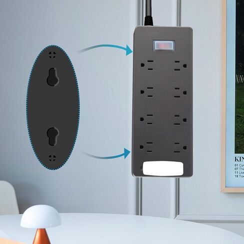 شريط طاقة مقاوم للماء مع 8 منافذ واسعة وPD 20W QC3.0 شحن سريع منافذ USB C قابس مسطح مقاوم للطقس للفناء والمطبخ والاستخدام الخارجي in Kuwait