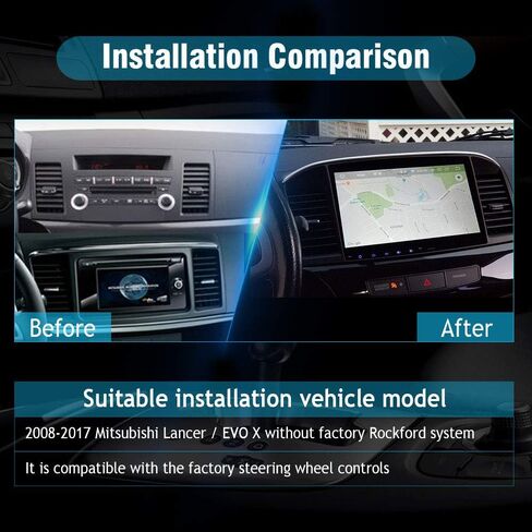 SYGAV Android Car Stereo for 2014-2017 Mitsubishi Lancer EVO X Head Unit with OEM Rockford Fosgate AMP Radio GPS Navigation in Kuwait