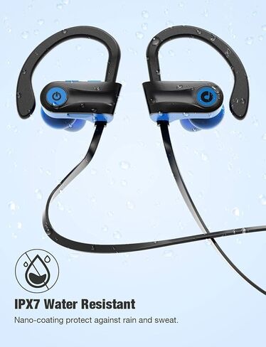 Otium Bluetooth Headphones, Wireless Sports Earbuds, Waterproof IPX7 w/Mic, HD Stereo in-Ear Earphones, Case, Fast Pairing, Gym Running Workout, 16 Hrs Battery Noise Cancelling Headsets in Kuwait