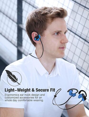 Otium Bluetooth Headphones, Wireless Sports Earbuds, Waterproof IPX7 w/Mic, HD Stereo in-Ear Earphones, Case, Fast Pairing, Gym Running Workout, 16 Hrs Battery Noise Cancelling Headsets in Kuwait