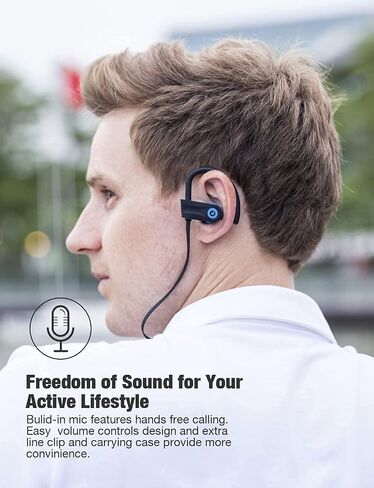 Otium Bluetooth Headphones, Wireless Sports Earbuds, Waterproof IPX7 w/Mic, HD Stereo in-Ear Earphones, Case, Fast Pairing, Gym Running Workout, 16 Hrs Battery Noise Cancelling Headsets in Kuwait
