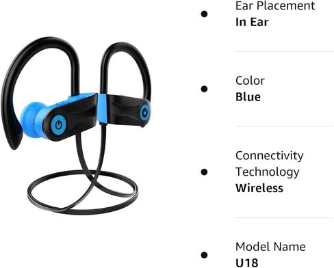 Otium Bluetooth Headphones, Wireless Sports Earbuds, Waterproof IPX7 w/Mic, HD Stereo in-Ear Earphones, Case, Fast Pairing, Gym Running Workout, 16 Hrs Battery Noise Cancelling Headsets in Kuwait