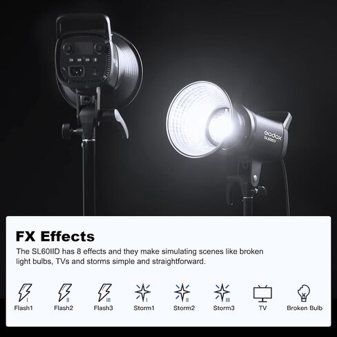 Godox SL60IID 70Ws Photography Video Light 5600±200K، CRI96+، TLCI97+، مدمج 8 تأثيرات FX، التحكم في تطبيق Bluetooth Bowens Mount SL-60 إضاءة الإخراج المستمر لتصوير منتجات الاستوديو in Saudi Arabia