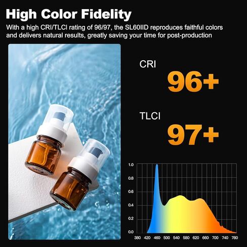 Godox SL60IID 70Ws Photography Video Light 5600±200K، CRI96+، TLCI97+، مدمج 8 تأثيرات FX، التحكم في تطبيق Bluetooth Bowens Mount SL-60 إضاءة الإخراج المستمر لتصوير منتجات الاستوديو in Saudi Arabia