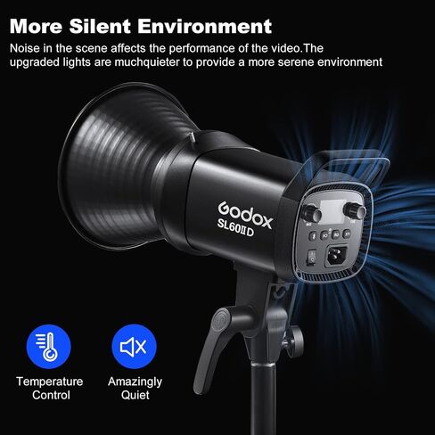 Godox SL60IID 70Ws Photography Video Light 5600±200K، CRI96+، TLCI97+، مدمج 8 تأثيرات FX، التحكم في تطبيق Bluetooth Bowens Mount SL-60 إضاءة الإخراج المستمر لتصوير منتجات الاستوديو in Saudi Arabia