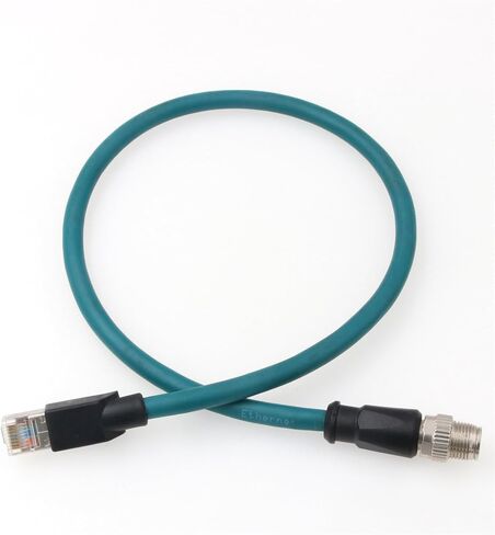 HangTon M12 Ethernet 8 Pin X-Code RJ45 CAT-7e GigE Cable for Basler Cognex Industrial Camera Sensor (1 Meter) in Kuwait