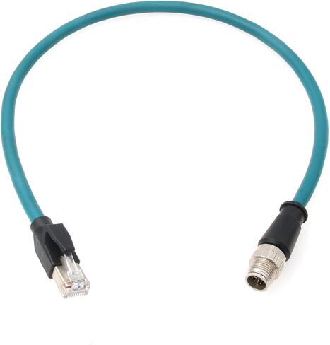 HangTon M12 Ethernet 8 Pin X-Code RJ45 CAT-7e GigE Cable for Basler Cognex Industrial Camera Sensor (1 Meter) in Kuwait