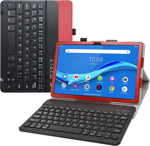حافظة لوحة مفاتيح كبيرة لجهاز Lenovo Tab M10 Plus (الجيل الثالث)، غطاء من جلد البولي يوريثان مع لوحة مفاتيح قابلة للإزالة لجهاز Lenovo Tab M10 Plus الجيل الثالث TB125FU 10.6 بوصة، أسود in Kuwait