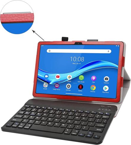 حافظة لوحة مفاتيح كبيرة لجهاز Lenovo Tab M10 Plus (الجيل الثالث)، غطاء من جلد البولي يوريثان مع لوحة مفاتيح قابلة للإزالة لجهاز Lenovo Tab M10 Plus الجيل الثالث TB125FU 10.6 بوصة، أسود in Kuwait