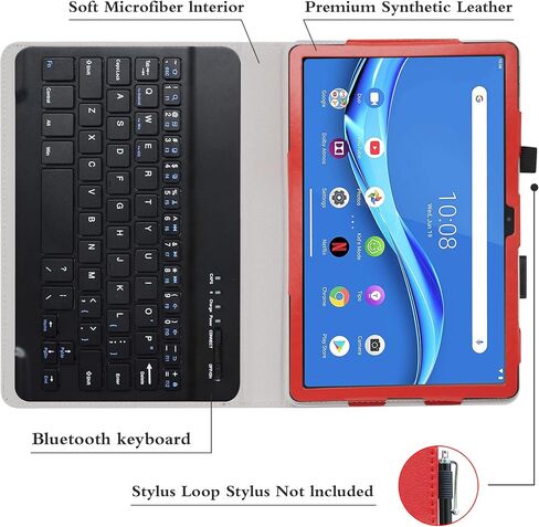 حافظة لوحة مفاتيح كبيرة لجهاز Lenovo Tab M10 Plus (الجيل الثالث)، غطاء من جلد البولي يوريثان مع لوحة مفاتيح قابلة للإزالة لجهاز Lenovo Tab M10 Plus الجيل الثالث TB125FU 10.6 بوصة، أسود in Kuwait