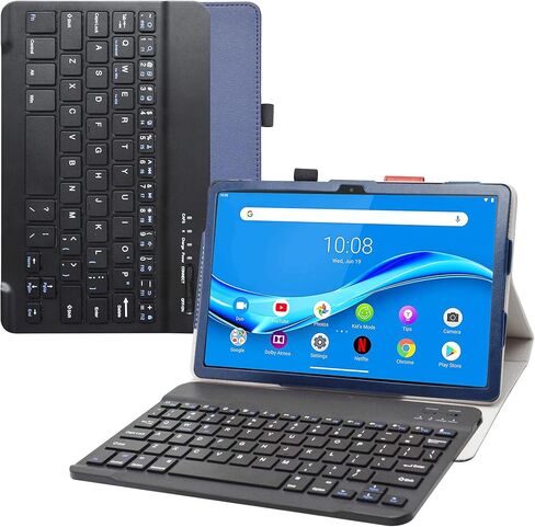 حافظة لوحة مفاتيح كبيرة لجهاز Lenovo Tab M10 Plus (الجيل الثالث)، غطاء من جلد البولي يوريثان مع لوحة مفاتيح قابلة للإزالة لجهاز Lenovo Tab M10 Plus الجيل الثالث TB125FU 10.6 بوصة، أسود in Kuwait
