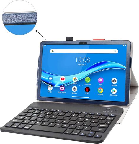 حافظة لوحة مفاتيح كبيرة لجهاز Lenovo Tab M10 Plus (الجيل الثالث)، غطاء من جلد البولي يوريثان مع لوحة مفاتيح قابلة للإزالة لجهاز Lenovo Tab M10 Plus الجيل الثالث TB125FU 10.6 بوصة، أسود in Kuwait