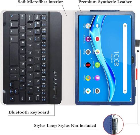 حافظة لوحة مفاتيح كبيرة لجهاز Lenovo Tab M10 Plus (الجيل الثالث)، غطاء من جلد البولي يوريثان مع لوحة مفاتيح قابلة للإزالة لجهاز Lenovo Tab M10 Plus الجيل الثالث TB125FU 10.6 بوصة، أسود in Kuwait