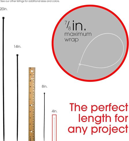 ربطات عنق باور جير مقاس 8 بوصة، 100 عبوة، نايلون متين، قفل ذاتي، 40 رطل. قوة الشد، أقصى قطر 1 7/8 بوصة، شفاف، 50300 in Kuwait