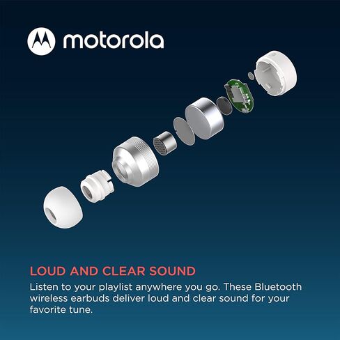 Motorola Moto Buds 120 - سماعات أذن بلوتوث لاسلكية حقيقية مع ميكروفون وحقيبة شحن مدمجة - مقاومة للماء IPX5، تحكم صوتي وذكي باللمس، خفيفة الوزن ومريحة، صوت واضح - أسود in Kuwait