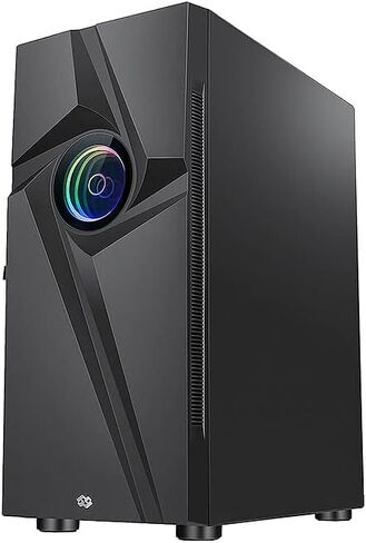 حافظة كمبيوتر الألعاب Bgears b-Vortex-RGB ATX مع لوحة أمامية ARGB بتأثير الوهم البصري، وجانب من الزجاج المقسى. 1 × USB3.0، يتضمن 1 × مراوح دوامية PWM 120 مم b-ARGB. يدعم ما يصل إلى لوحة EATX، باللون الأسود in Kuwait