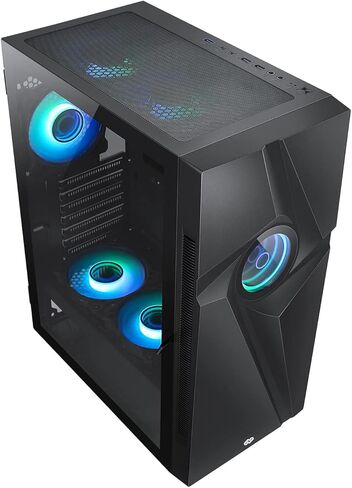 حافظة كمبيوتر الألعاب Bgears b-Vortex-RGB ATX مع لوحة أمامية ARGB بتأثير الوهم البصري، وجانب من الزجاج المقسى. 1 × USB3.0، يتضمن 1 × مراوح دوامية PWM 120 مم b-ARGB. يدعم ما يصل إلى لوحة EATX، باللون الأسود in Kuwait