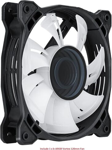 حافظة كمبيوتر الألعاب Bgears b-Vortex-RGB ATX مع لوحة أمامية ARGB بتأثير الوهم البصري، وجانب من الزجاج المقسى. 1 × USB3.0، يتضمن 1 × مراوح دوامية PWM 120 مم b-ARGB. يدعم ما يصل إلى لوحة EATX، باللون الأسود in Kuwait