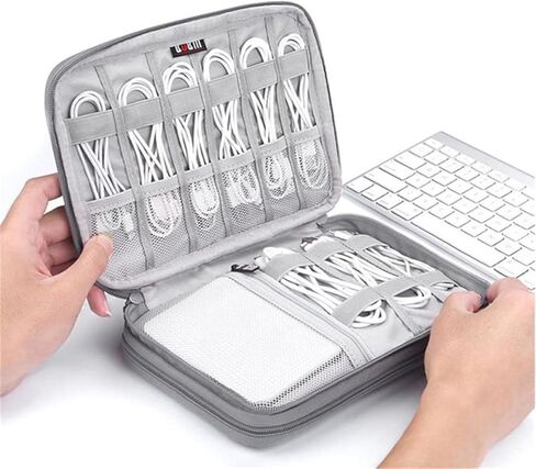 حقيبة تنظيم الإلكترونيات، حافظة EVA واقية مقاومة للصدمات، حقيبة بنك السفر، منظم سلك السفر، حقيبة منظم كابلات محمولة للتكنولوجيا لمحركات الأقراص الصلبة، والكابلات، والشاحن، والهاتف، وUSB، وبطاقة SD in Kuwait