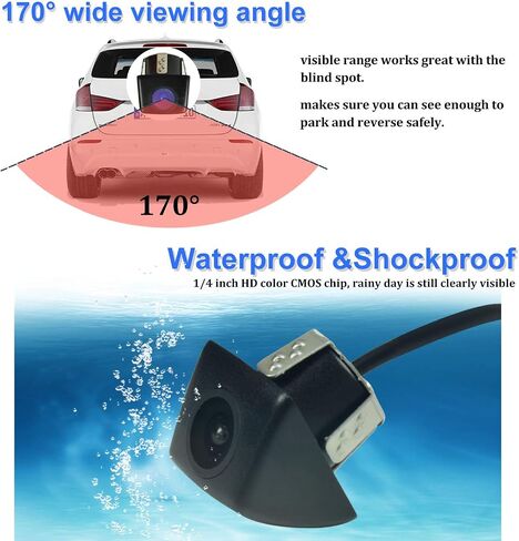 NOAUKA Waterproof IP68 Night Vision 170 Degree Car Rear View/Reversing/Reverse Camera Universal Color CCD high-Definition chip Backup Parking HD Front View Camera in Saudi Arabia