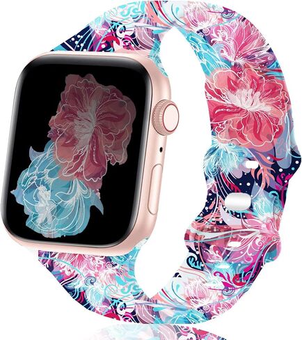 Compatible Apple Watch Bands, Silicone for iWatch Series 6 5 4 SE 3 2, 38mm 40mm 41mm 42mm 44mm 45mm Girls Women in Kuwait