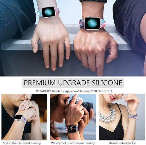 Compatible Apple Watch Bands, Silicone for iWatch Series 6 5 4 SE 3 2, 38mm 40mm 41mm 42mm 44mm 45mm Girls Women in Kuwait