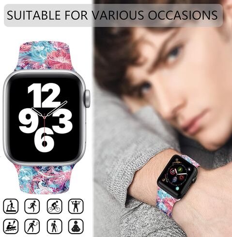 Compatible Apple Watch Bands, Silicone for iWatch Series 6 5 4 SE 3 2, 38mm 40mm 41mm 42mm 44mm 45mm Girls Women in Kuwait