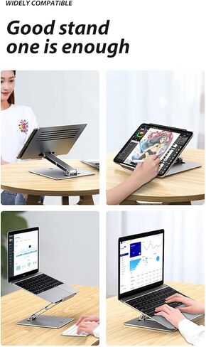 حامل كمبيوتر محمول من الألومنيوم قابل للتعديل، تصميم مريح وحامل خفيف الوزن متوافق مع جهاز MacBook Pro/Air مقاس 15.6 بوصة، كمبيوتر محمول | حامل كمبيوتر محمول أنيق قابل للطي in Kuwait