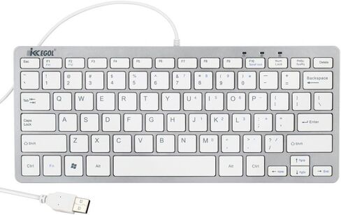 iKKEGOL USB Slim Mini Wired 78 Key Small Super Thin Compact Keyboard for Desktop Laptop PC Win 7 Mac (White) in Saudi Arabia