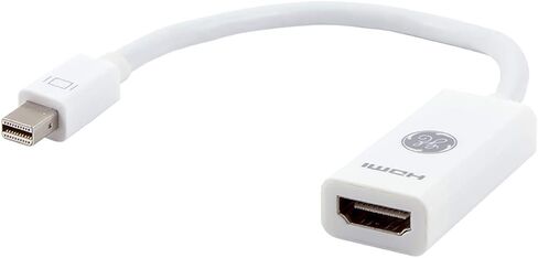 محول GE Mini DisplayPort Thunderbolt إلى HDMI، 2 حزمة، متوافق مع Apple iMac وMacBook والكمبيوتر الشخصي، يدعم Full HD 1080P و4K Ultra HD، أبيض، 58153 in Saudi Arabia