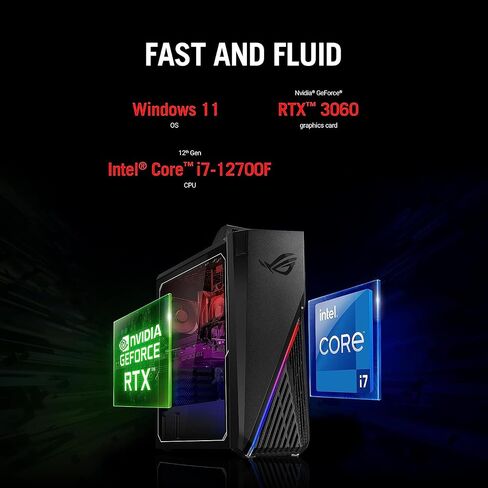 كمبيوتر مكتبي للألعاب ASUS ROG Strix G15 الأحدث لعام 2023، Intel Core i7-12700F يصل إلى 4.9 جيجا هرتز (12 مركزًا)، رسومات NVIDIA GeForce RTX 3060، ذاكرة وصول عشوائي 16 جيجابايت، 1 تيرابايت SSD، Wi-Fi 6، بلوتوث، Windows 11 Home in Saudi Arabia