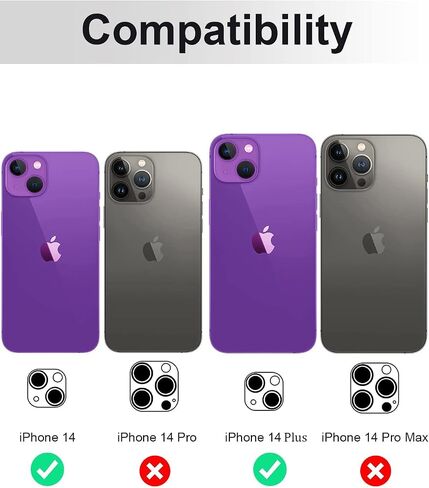 [3 Pack Compatible for iPhone 14 Plus ＆ iPhone 14 Camera Lens Protector 9H Tempered Glass, Anti-Scratch, Ultra HD, Case Friendly Camera Covers for iPhone 14 6.1" and iPhone 14 Plus 6.7" in Kuwait